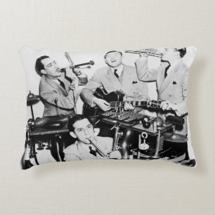 The boys in the bandvintage, music, band, retro, s decorative cushion
