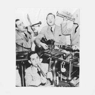 The boys in the bandvintage, music, band, retro, s fleece blanket