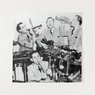 The boys in the bandvintage, music, band, retro, s tapestry