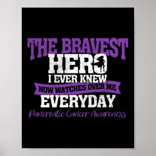 The Bravest Hero Watches Over Me Pancreatic Cancer Poster