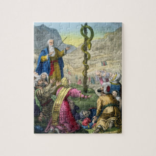 The Brazen Serpent, from a bible printed by Edward Jigsaw Puzzle
