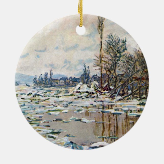 The Break Up of the Ice by Claude Monet Ceramic Ornament (Back)