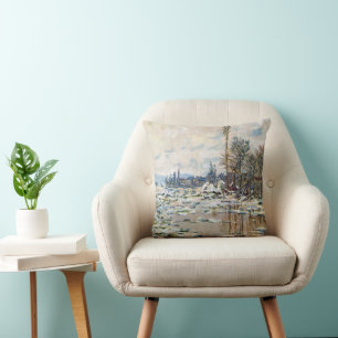 The Break Up of the Ice by Claude Monet Cushion
