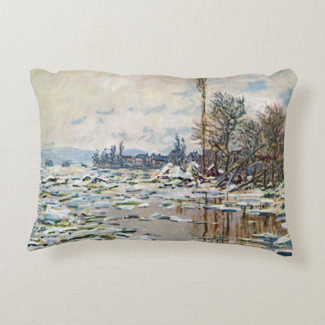 The Break Up of the Ice by Claude Monet Decorative Cushion (Back)