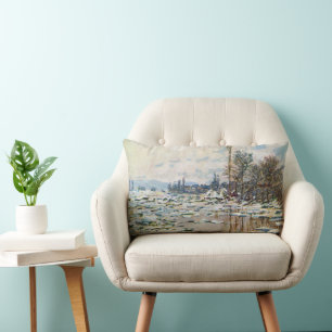 The Break Up of the Ice by Claude Monet Lumbar Cushion