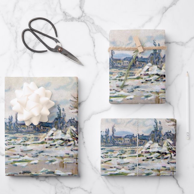 The Break Up of the Ice by Claude Monet Wrapping Paper Sheet (Front)