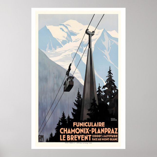 The Brevent Cable Car in Chamonix France Mountain Poster (Front)