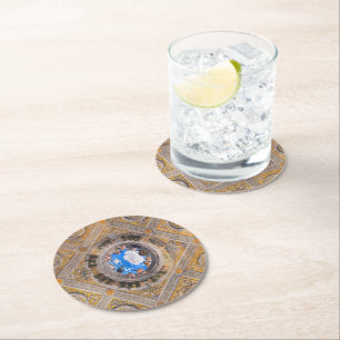 The Bridal Chamber, Ceiling by Andrea Mantegna Round Paper Coaster