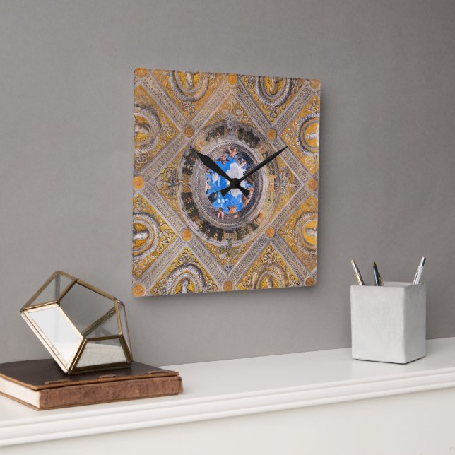 The Bridal Chamber, Ceiling by Andrea Mantegna  Square Wall Clock (Office)
