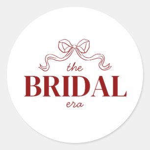 The Bridal Era Red Ribbon Bow Sketch Wedding Classic Round Sticker