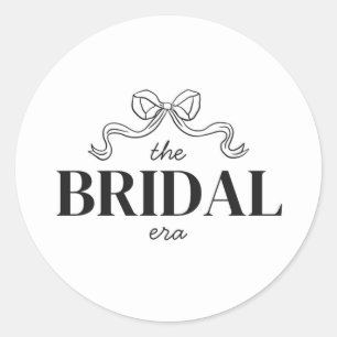 The Bridal Era Ribbon Bow Sketch Wedding Shower Classic Round Sticker