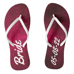 The Bride and Date Mottled Ruby Red Pink Thongs