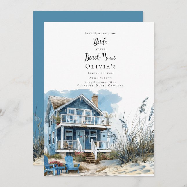 The Bride at the Beach House Bridal Shower Invitation (Front/Back)