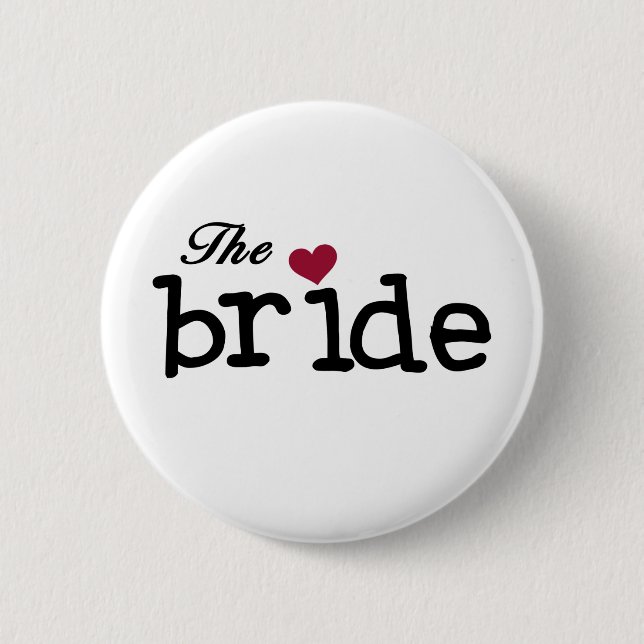 The Bride Black with Red Heart 6 Cm Round Badge (Front)