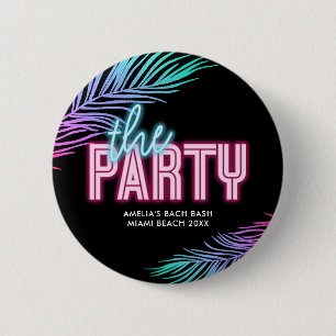 The Bride Blue & Pink Tropical Bach 6 Cm Round Badge