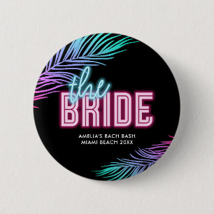 The Bride Blue & Pink Tropical Bach 6 Cm Round Badge