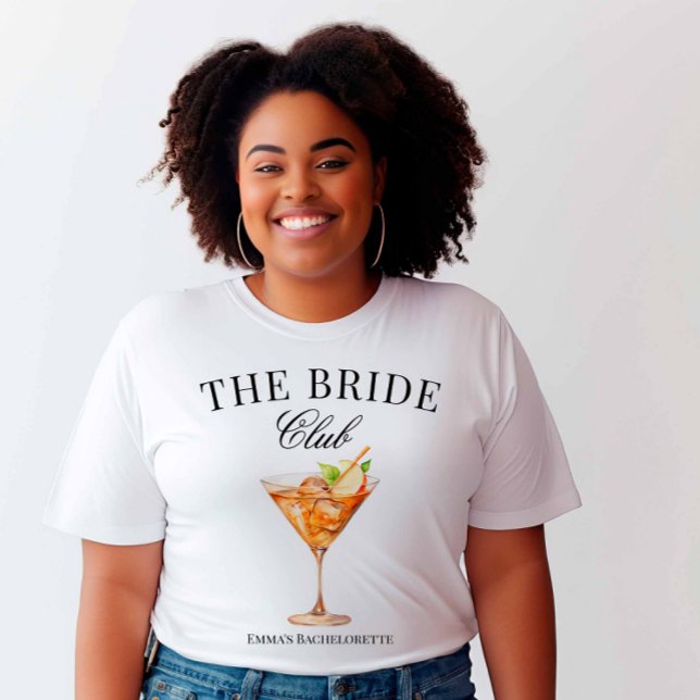 The Bride Club Apple Martini Cocktail Social Club  T-Shirt (The Bride Apple Martini TShirt with Black Text)