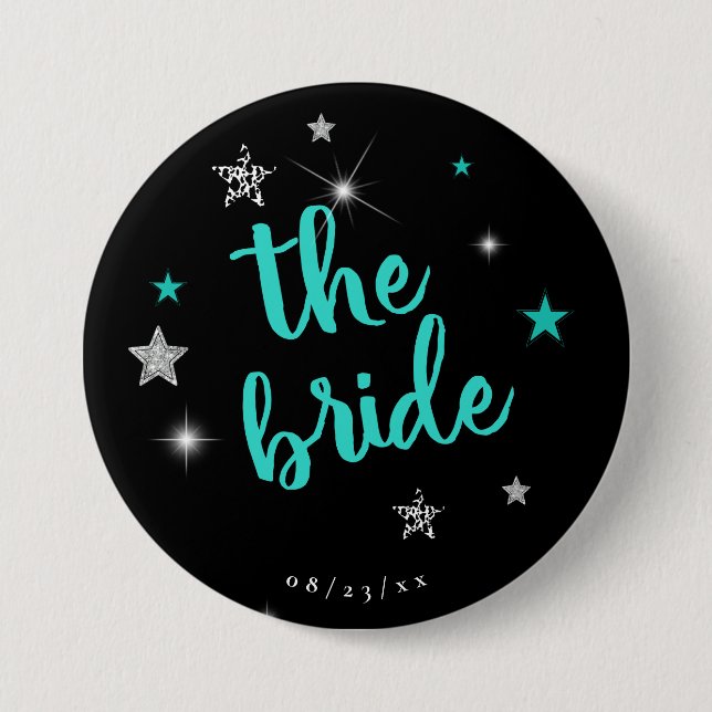 The Bride Disco Bachelorette Teal ID925  7.5 Cm Round Badge (Front)