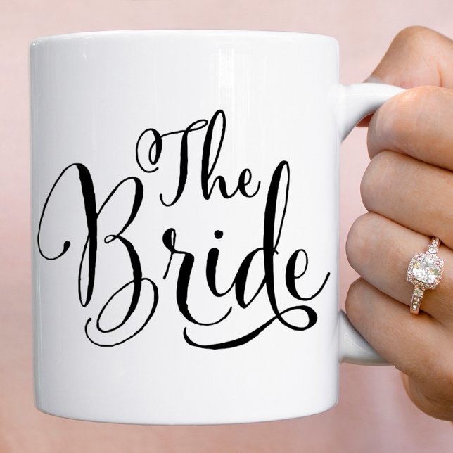 The Bride Elegant Black Script Wedding Coffee Mug (Creator Uploaded)