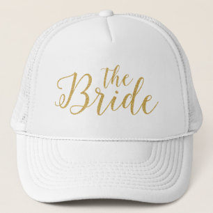 The Bride Elegant Glitter Modern Typography Trucker Hat