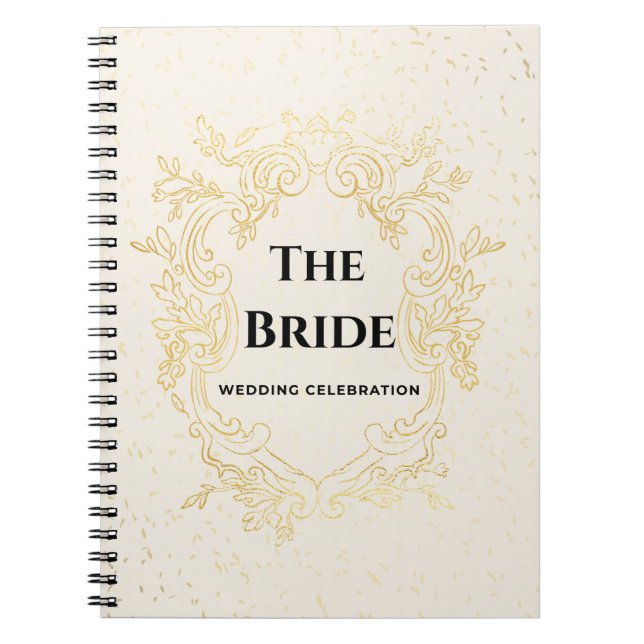 The Bride – Gold Frame Wedding Design notebook (Front)