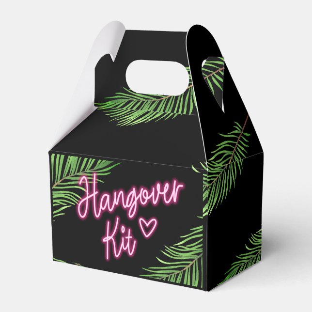 The Bride Green & Pink Tropical Bach Favour Box (Front Side)