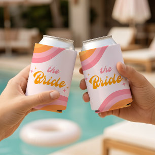 The Bride Groovy Pink & Orange Can Cooler