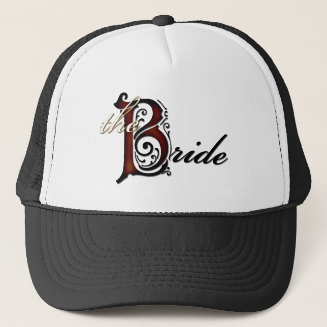 The bride grunge red black letters bridal hat (Front)