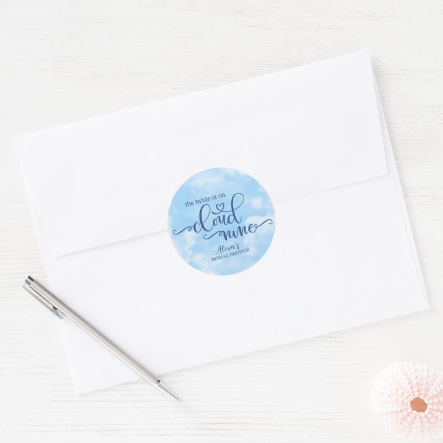 The Bride is on Cloud 9  Classic Round Sticker (Envelope)