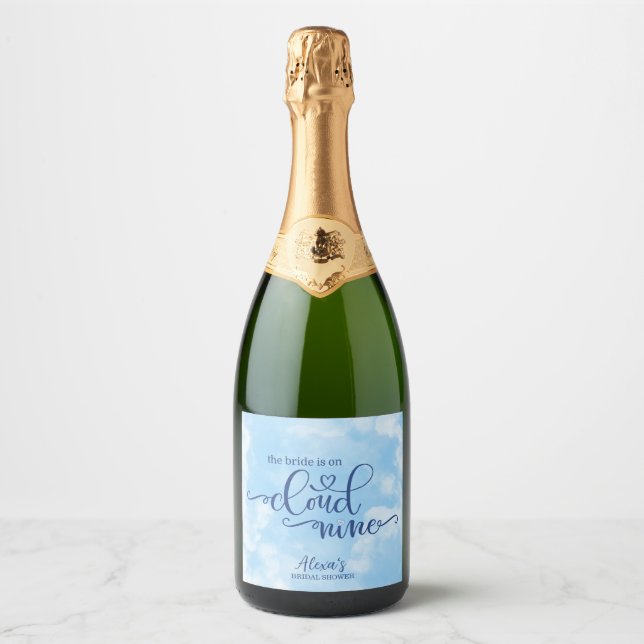The Bride is on Cloud 9  Sparkling Wine Label (Front)