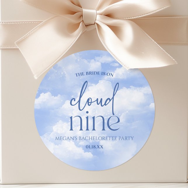 The Bride Is On Cloud Nine Bachelorette Party Classic Round Sticker (Creator Uploaded)