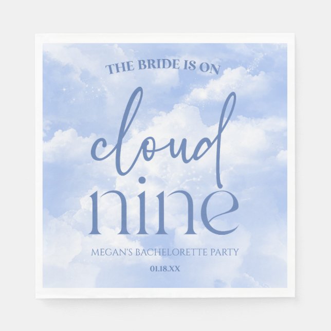 The Bride Is On Cloud Nine Bachelorette Party Napkin (Front)