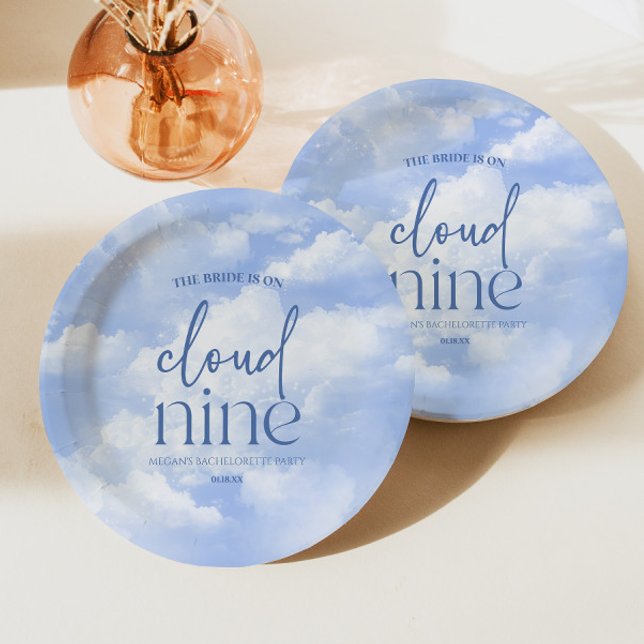 The Bride Is On Cloud Nine Bachelorette Party Paper Plate (Creator Uploaded)