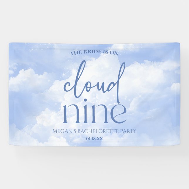 The Bride Is On Cloud Nine Blue Bachelorette Party Banner (Horizontal)