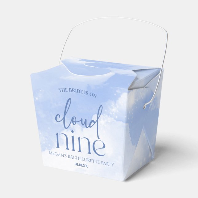 The Bride Is On Cloud Nine Blue Bachelorette Party Favour Box (Front Side)