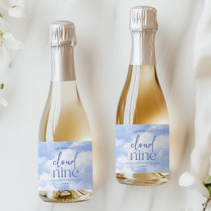 The Bride Is On Cloud Nine Blue Bachelorette Party Sparkling Wine Label