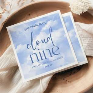 The Bride Is On Cloud Nine Blue Bridal Shower Napkin