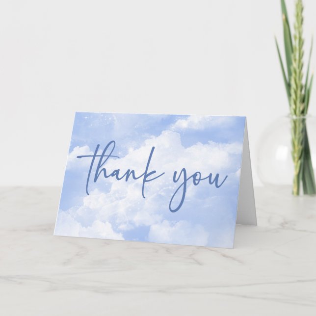The Bride Is On Cloud Nine Blue Bridal Shower Thank You Card (Front)