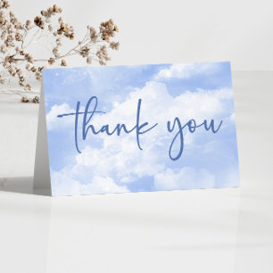 The Bride Is On Cloud Nine Blue Bridal Shower Thank You Card