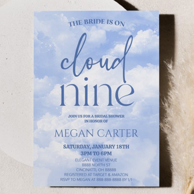 The Bride Is On Cloud Nine Bridal Shower Invitation (Creator Uploaded)