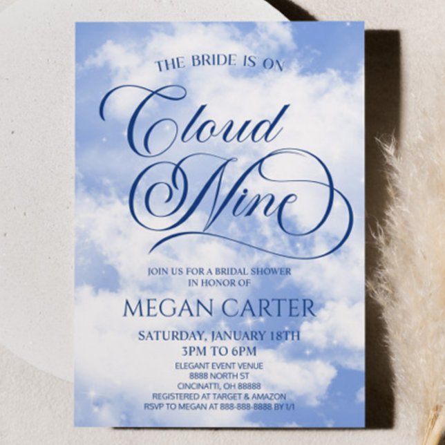 The Bride Is On Cloud Nine Bridal Shower Invitation (Creator Uploaded)