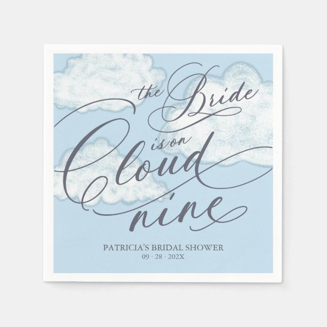 The Bride Is On Cloud Nine Bridal Shower Napkin (Front)