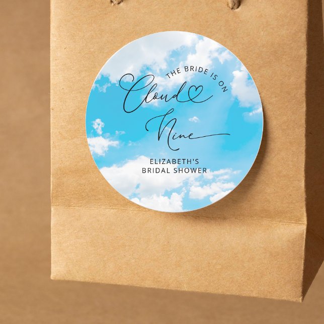 The Bride Is On Cloud Nine Elegant Bridal Shower Classic Round Sticker (Creator Uploaded)