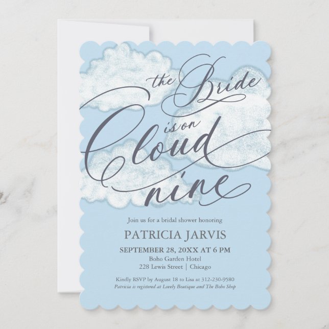 The Bride Is On Cloud Nine Modern Bridal Shower Invitation (Front)