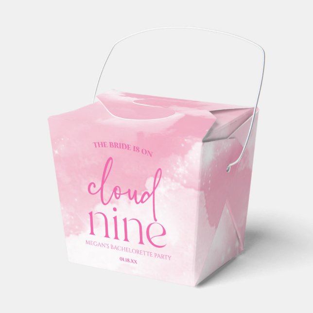 The Bride Is On Cloud Nine Pink Bachelorette Party Favour Box (Front Side)