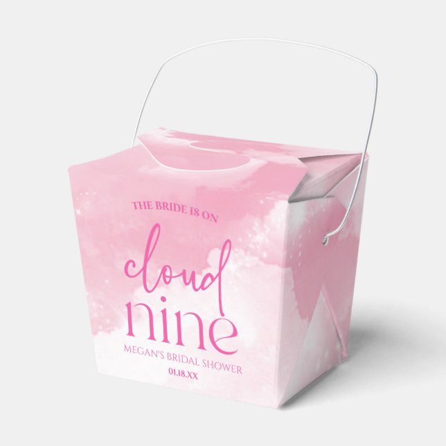 The Bride Is On Cloud Nine Pink Bridal Shower Favour Box (Front Side)
