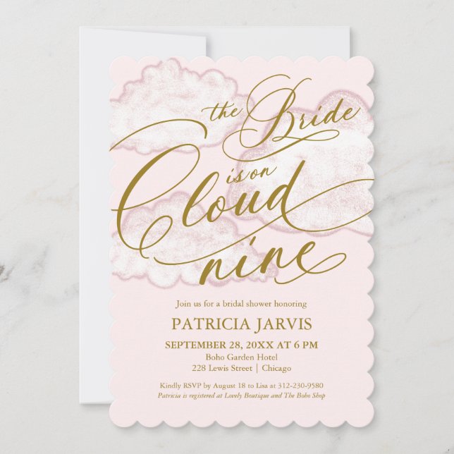 The Bride Is On Cloud Nine QR Code Bridal Shower Invitation (Front)