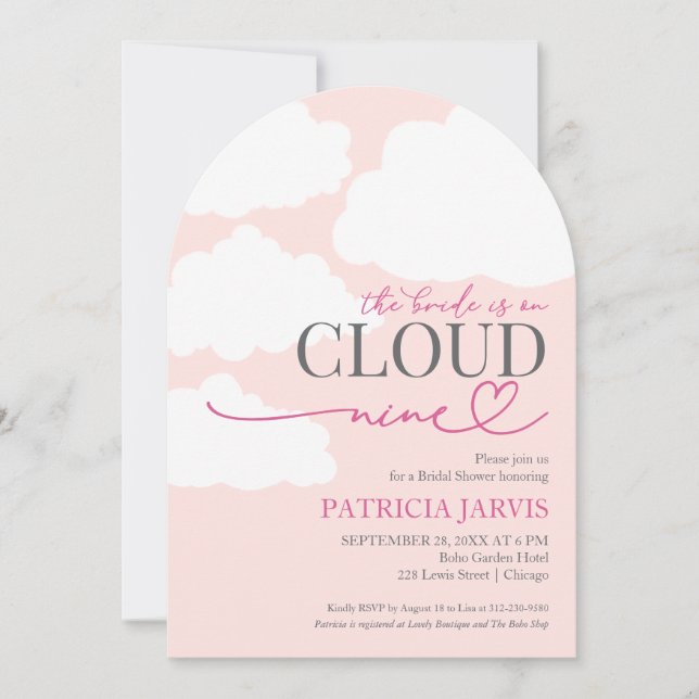 The Bride is On Cloud Nine QR Code Bridal Shower  Invitation (Front)