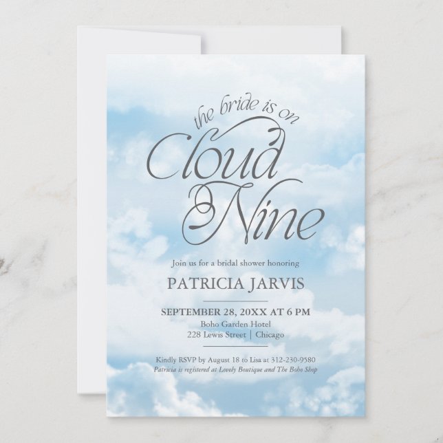 The Bride Is On Cloud Nine QR Code Bridal Shower Invitation (Front)