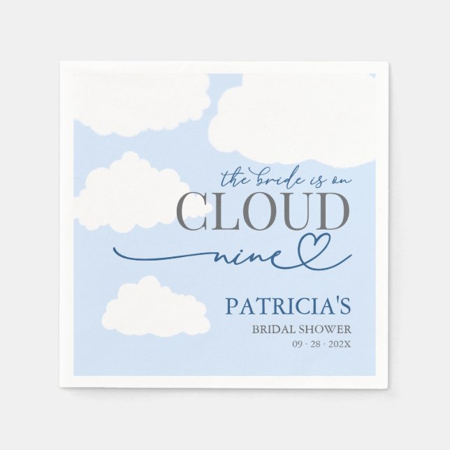 The Bride Is On Cloud Nine Welcome Sign Napkin (Front)